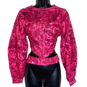 New Small Retro Corset Sweater Grandma Cut out Tie Dye Drop‎ Shoulder